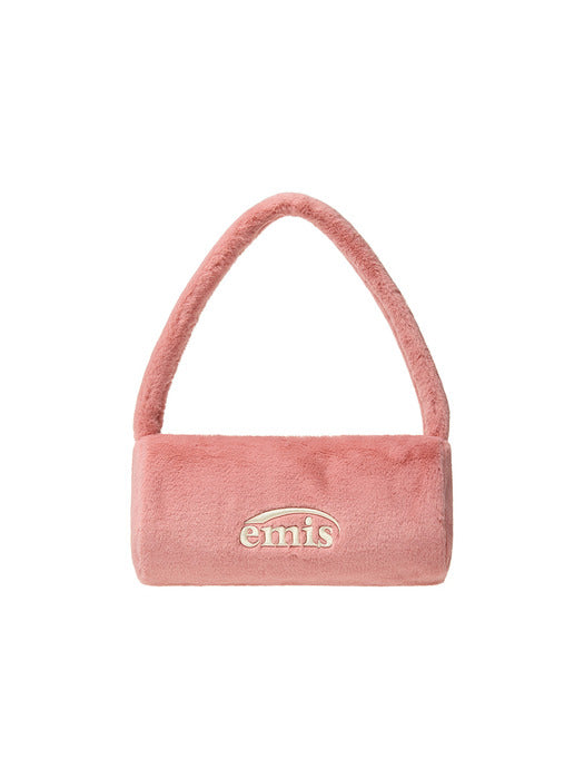 [emis] FUR CYLINDER BAG-PINK