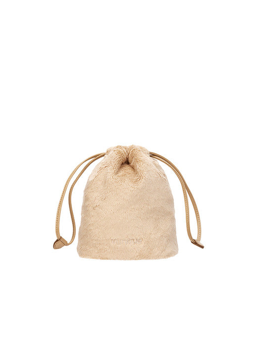 [vunque] Perfec Drawstring Fur Pouch (퍼펙 드로우 스트링 퍼 파우치) Beige
