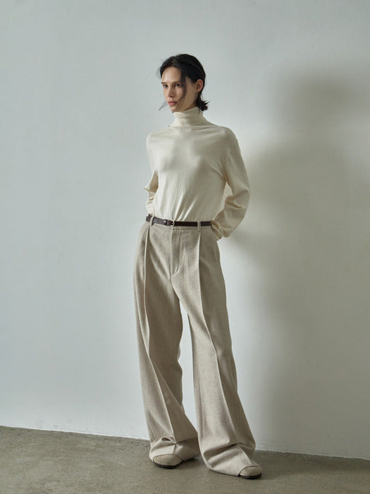 Timeless Texture Wool Pants_oatmeal