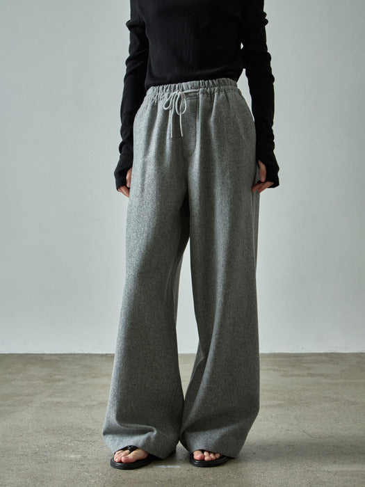 Relaxed Wool Elastic-Waist Pants_charcoal
