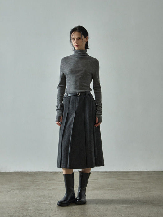 Classic Pleated Skirt_charcoal