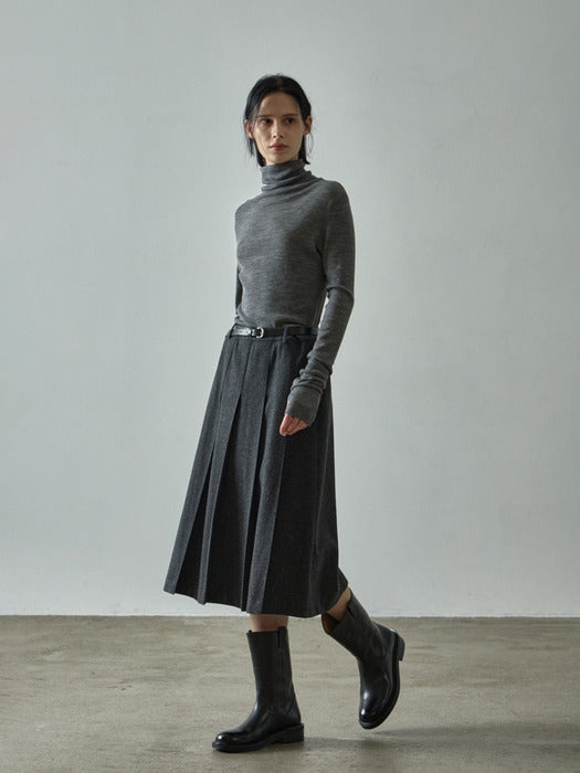 Classic Pleated Skirt_charcoal