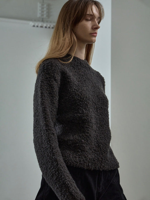 Essential Bouclé Knit_dark charcoal