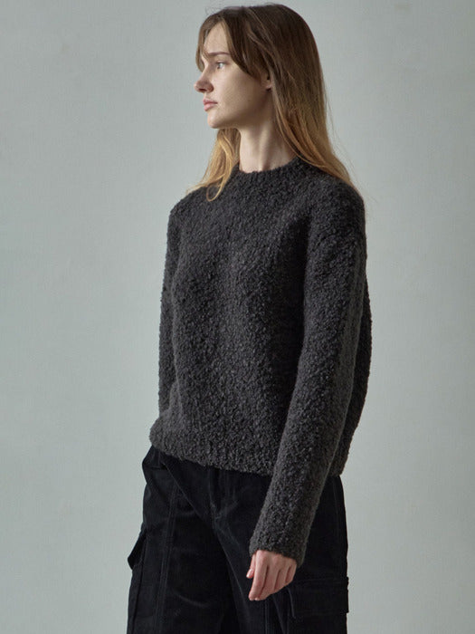 Essential Bouclé Knit_dark charcoal