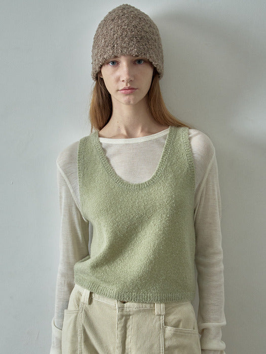 Bouclé Layered Knit_sage
