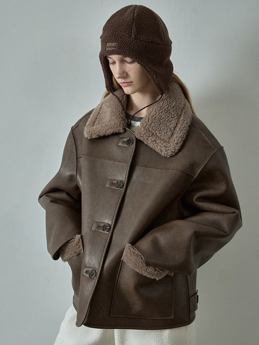 Vintage Lambswool Reversible Mouton_brown