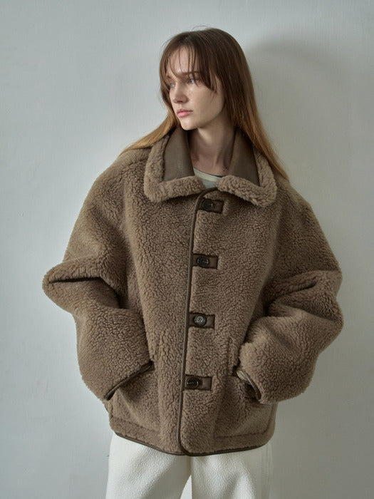 Vintage Lambswool Reversible Mouton_brown