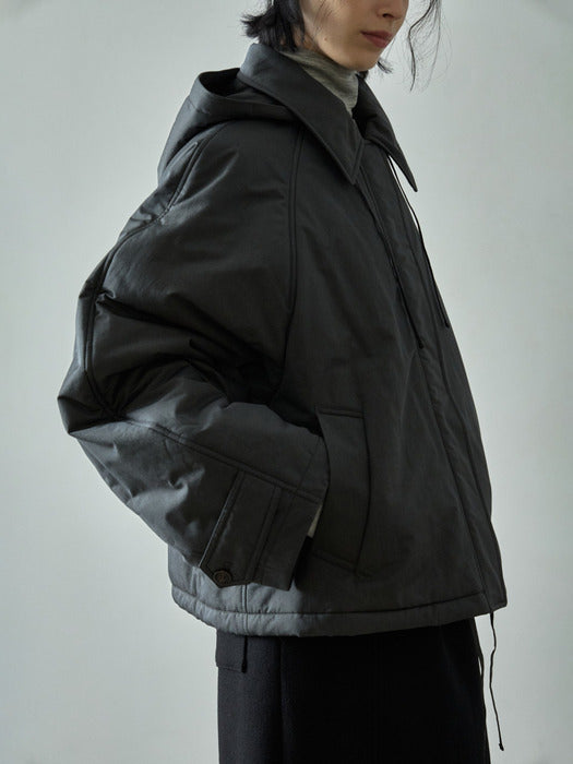 Minimal Hooded Padded Jacket_charcoal