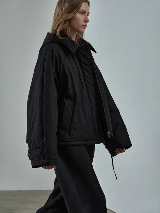 Minimal Hooded Padded Jacket_black
