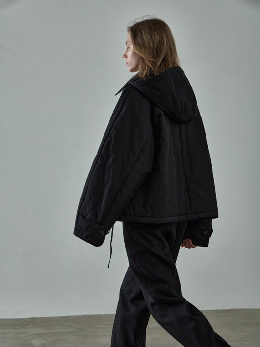 Minimal Hooded Padded Jacket_black