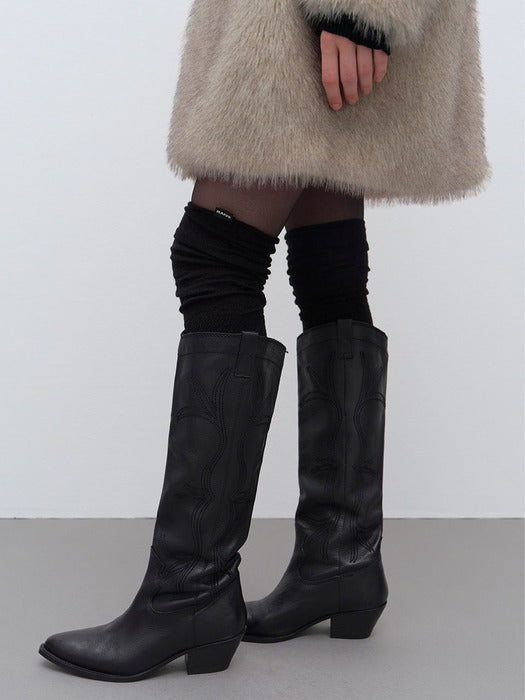 [raive] Ribbed Knee-socks VX4WK002_2color