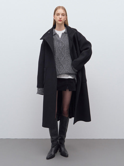 [raive] Wool Maxi Coat in Black VW4WH025-10