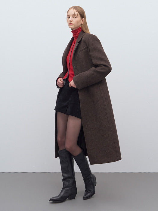 [raive] Wool Single Long Coat in Khaki VW4WH023-42