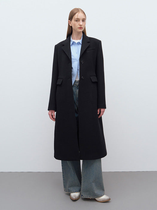 [raive] Wool Single Long Coat in Black VW4WH023-10
