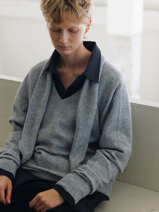 [moia] 2way muffler knit (melange gray)