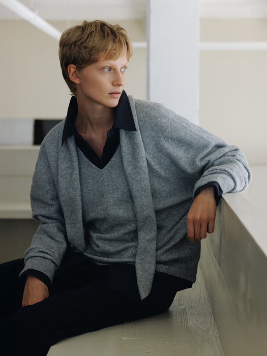 [moia] 2way muffler knit (melange gray)