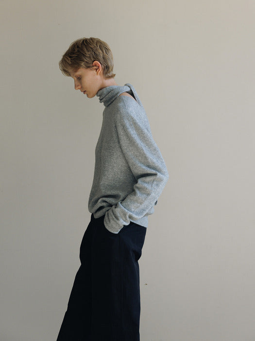 [moia] 2way muffler knit (melange gray)
