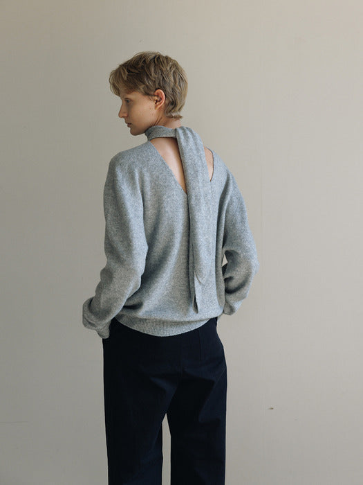 [moia] 2way muffler knit (melange gray)