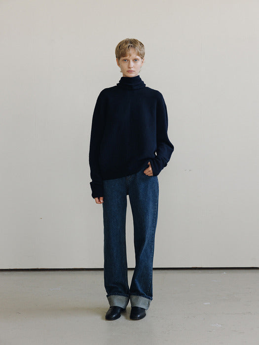 [moia] 2way muffler knit (navy)