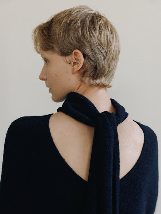 [moia] 2way muffler knit (navy)