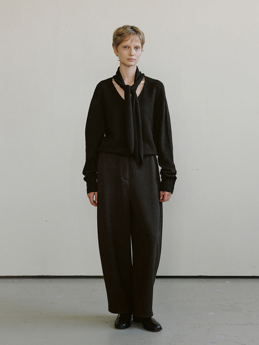 [moia] 2way muffler knit (charcoal brown)