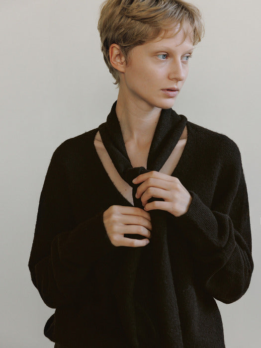 [moia] 2way muffler knit (charcoal brown)