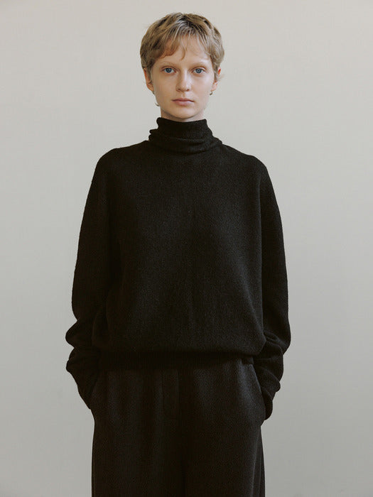 [moia] 2way muffler knit (charcoal brown)