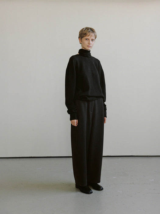 [moia] 2way muffler knit (charcoal brown)