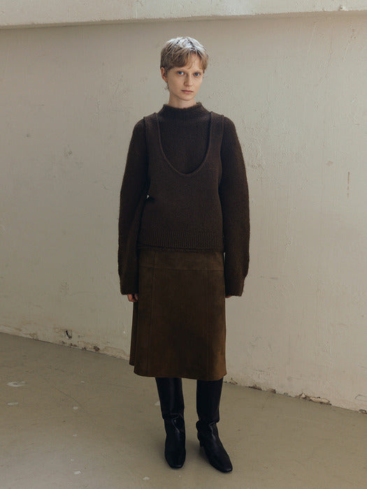boucle vest (brown)
