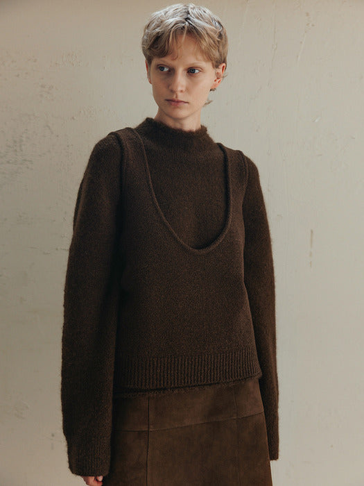 boucle vest (brown)