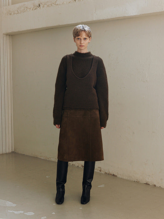 boucle vest (brown)