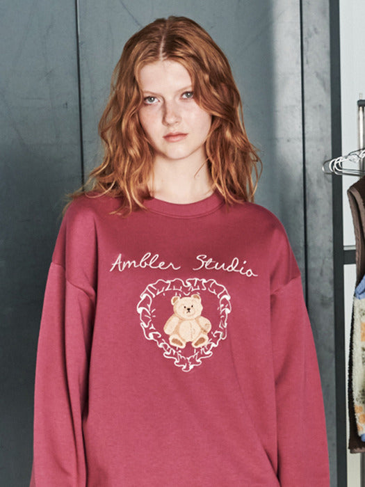 [ambler] Cozy bear Sweatshirt AMM1221 (Purple)