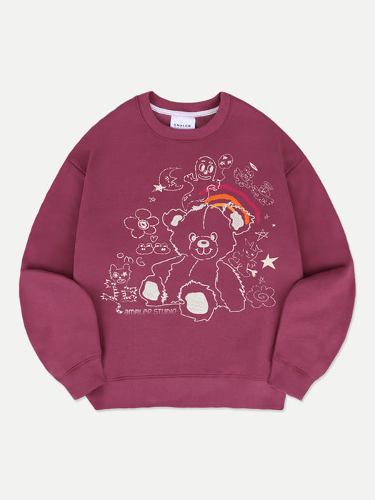 [ambler] Rainbow bear Sweatshirt AMM1222 (Purple)