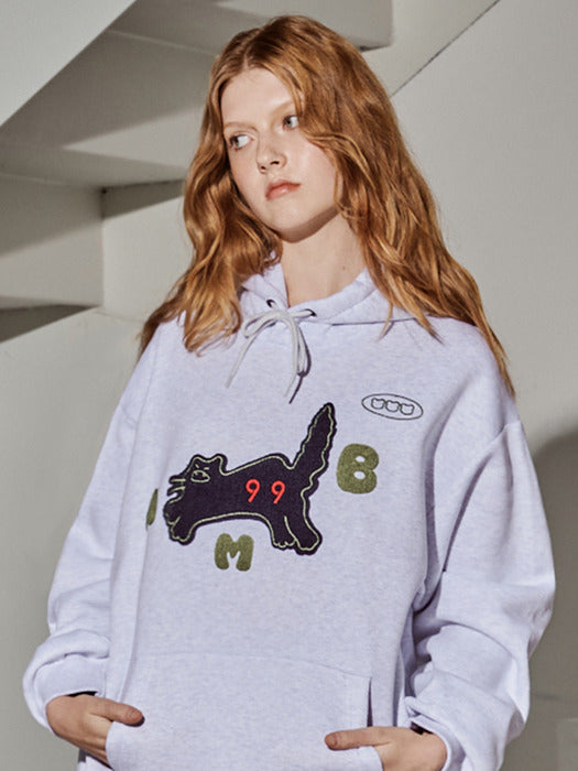 [ambler] Meow! cat Hoodie AHP1120 (White-Melange)