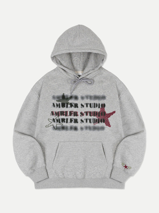 [ambler] Three star Hoodie AHP1121 (Melange)