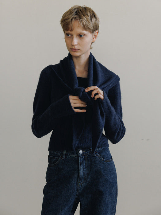 shawl set knit (deep blue)