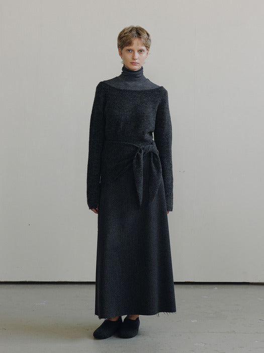 [moia] shawl set knit (charcoal)