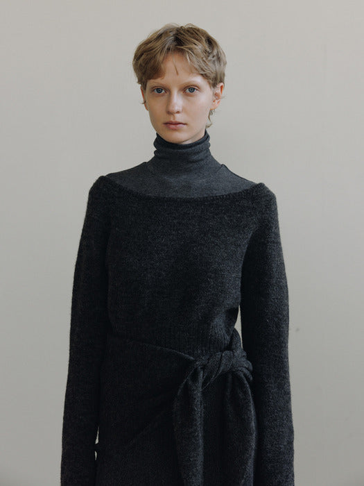 [moia] shawl set knit (charcoal)