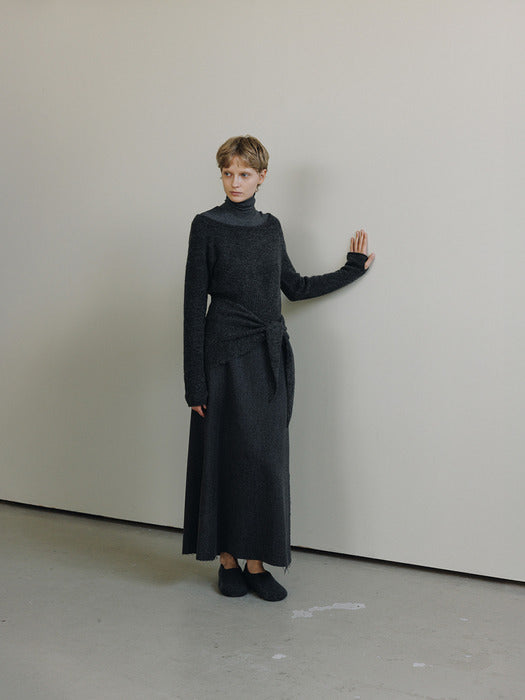 [moia] shawl set knit (charcoal)