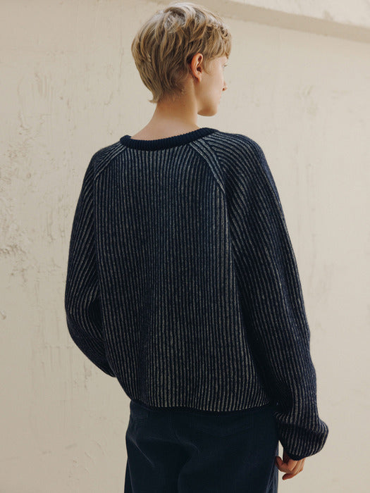 [moia] reversible wool knit (navy mix)