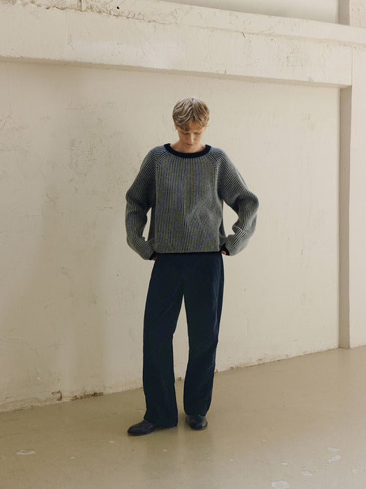 [moia] reversible wool knit (navy mix)