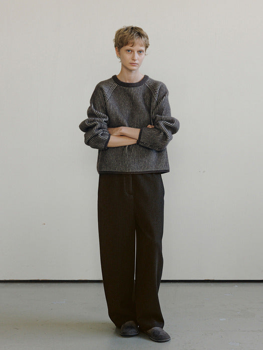 [moia] reversible wool knit (brown mix)