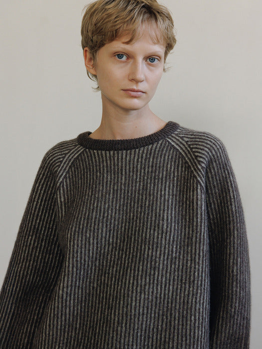 [moia] reversible wool knit (brown mix)