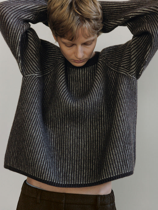 [moia] reversible wool knit (brown mix)