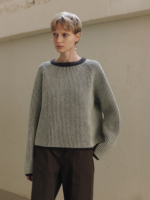 [moia] reversible wool knit (brown mix)