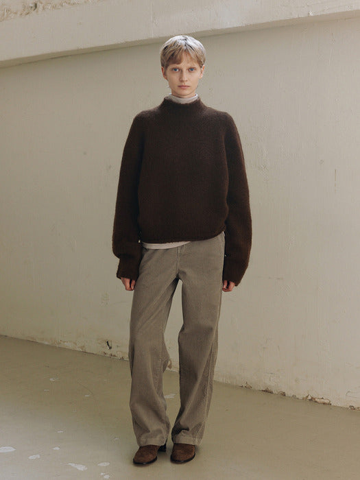 [moia] mock neck pullover (brown)