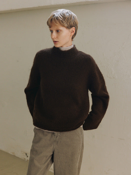 [moia] mock neck pullover (brown)