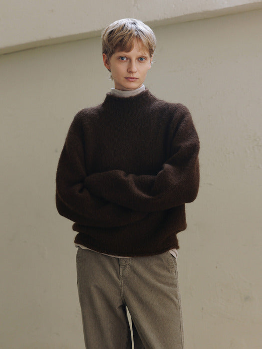 [moia] mock neck pullover (brown)