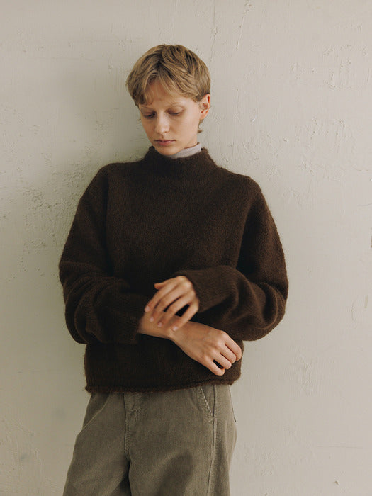 [moia] mock neck pullover (brown)