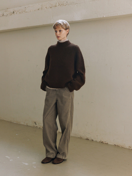 [moia] mock neck pullover (brown)